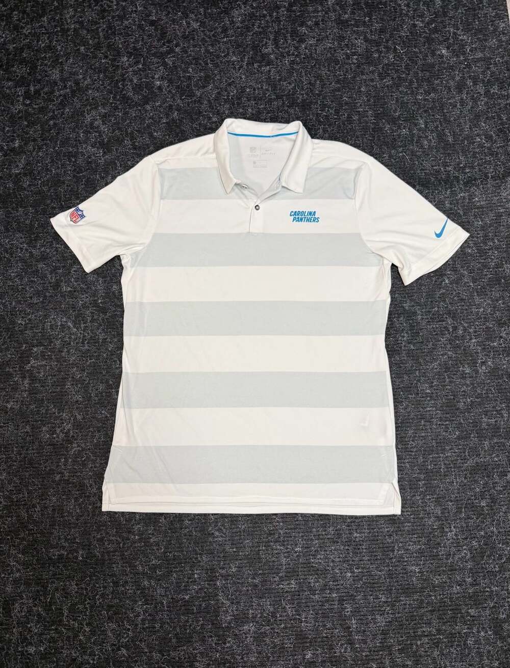 Nike NFL Onfield Apparel Carolina Panthers Dri-FIT Striped Polo Shirt